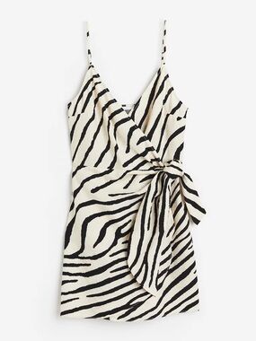 H&M Zebra Stripe Wrap Mini Dress - Black & Cream